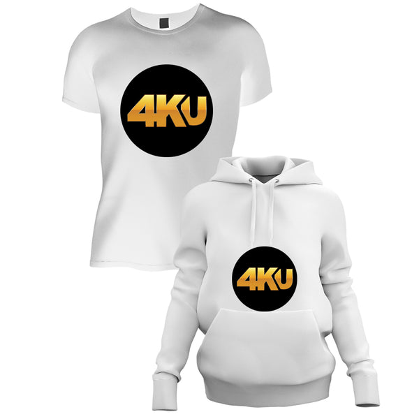 4KU Logo White T-Shirt & Sweatshirt Combo